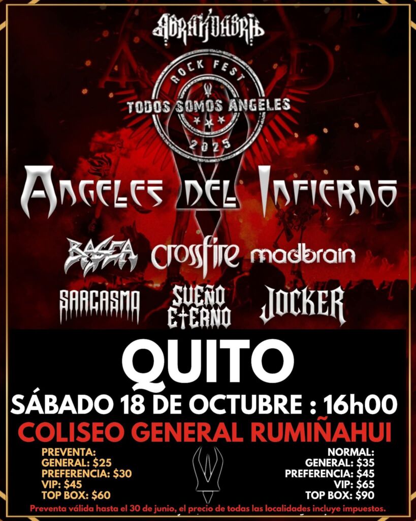 Flyer Todos Somos Angeles Rock Fest Quito 2025
